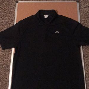 Black Sports Mesh Zip Up Lacoste Polo Men’s Shirt